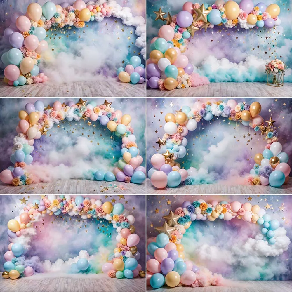 

MOON.QG Flower Balloon Arch Photo Background for Photoshoot Fairy Birthday Party Supply Baby Photography Shooting Props Backdrop