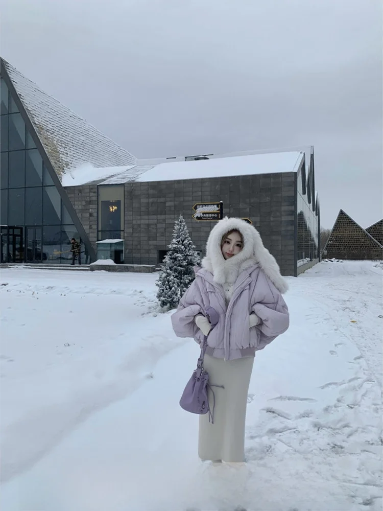 

Женская зимняя куртка DoggyQin Eskimo 90 White Du down Jaet, маленький размер, с капюшоном, утепленная, на молнии, однотонная