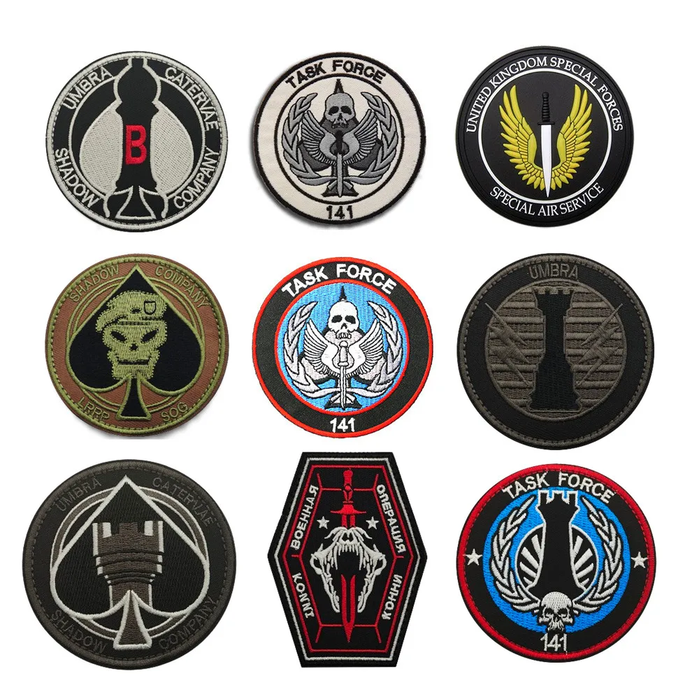 Call of Duty Patches TASK FORCE 141 CODOL Embroidered Klett Patches Tactical Accessories Armband Skull Morale Badge Sticker