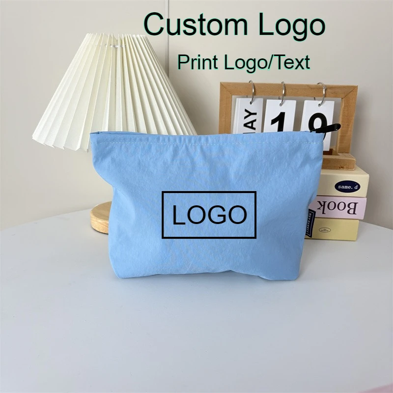 New Arrival Solid Color Waterproof Nylon Cosmetic Bag Women Handheld Makeup Pouch Large Size Travel Storage Organizer Pouch