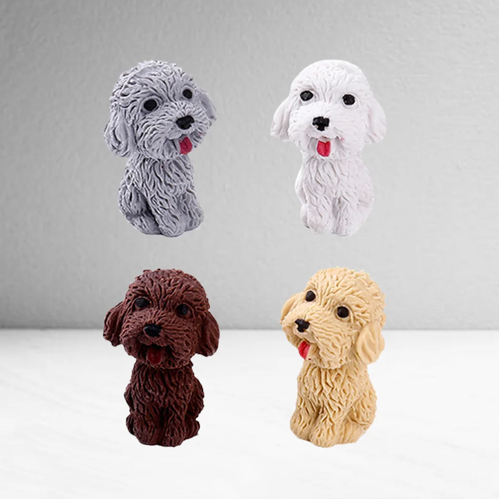 

4 Pcs Bulk Erasers Small Dog Toy for Kids Pencil Students School Gift Painting Stationery Child