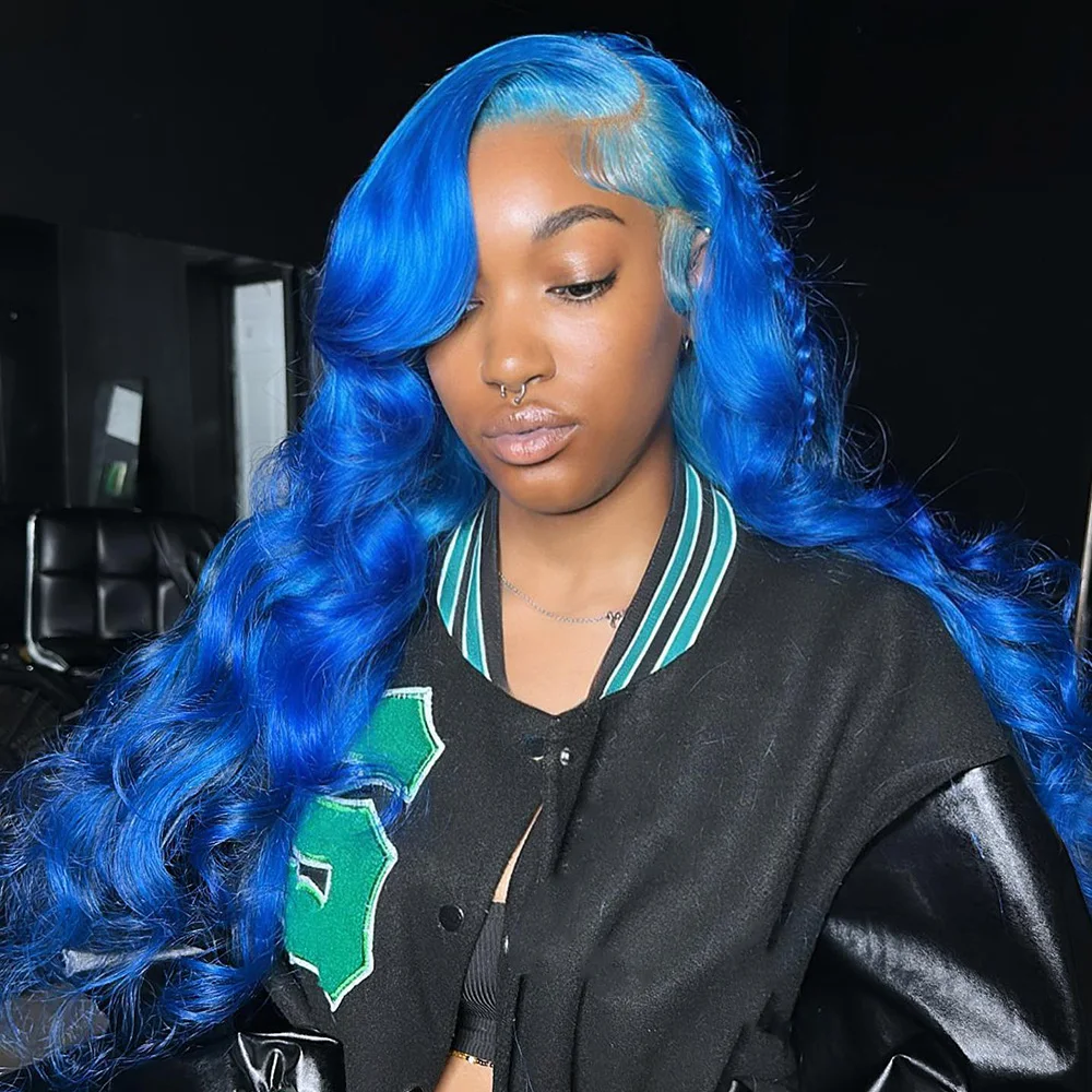 

Linhua Hair Body Wave Ocean Blue 13X6 Lace Frontal Wig Preplucked With Baby Hair 180% Peruvian #613 Remy 5x5/4x4/13x4 Lace Wigs