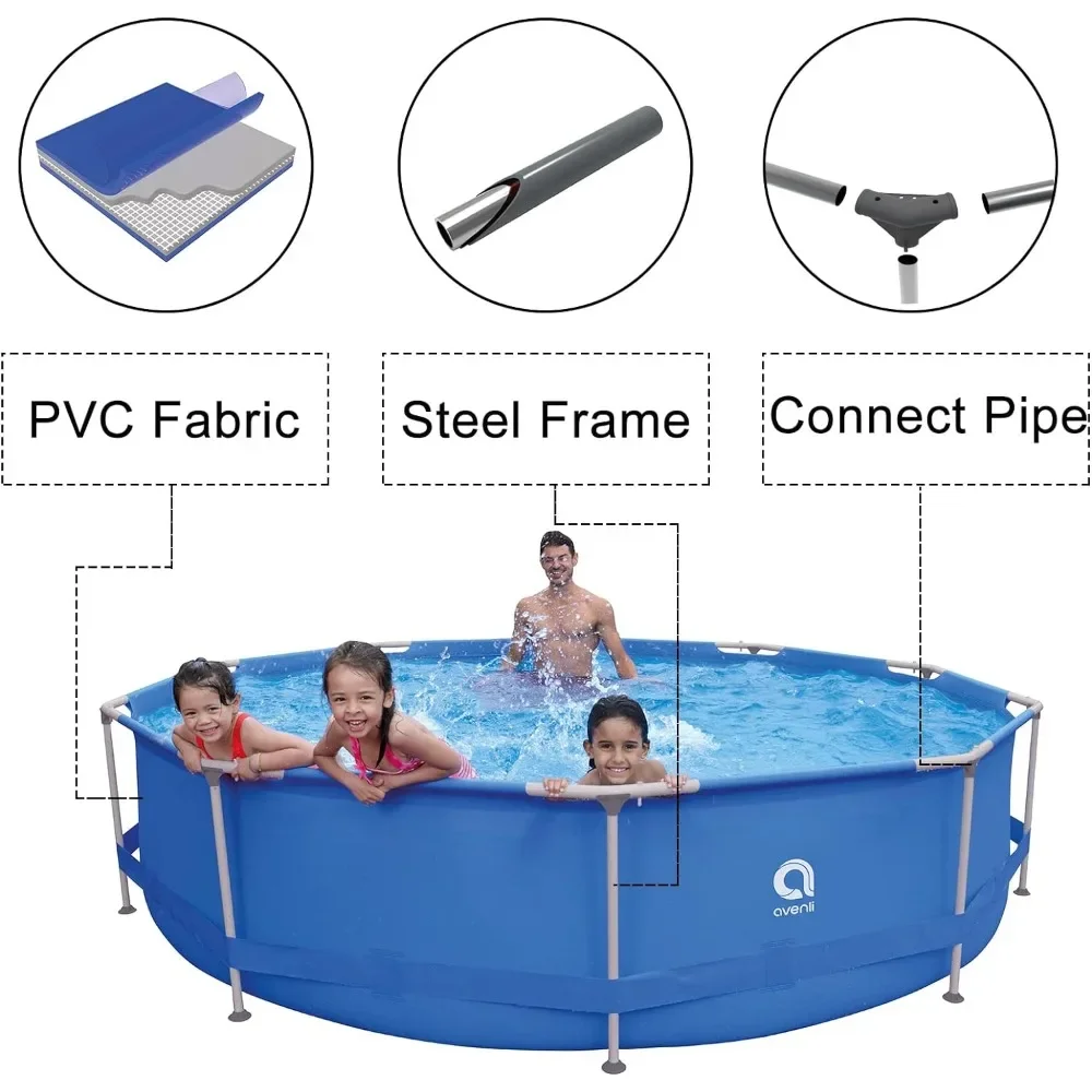 12ft x 30in Above Ground Swimming Pool,Outdoor Round Frame Steel Frame Pool for Backyard Garden Kids Family.Freight free