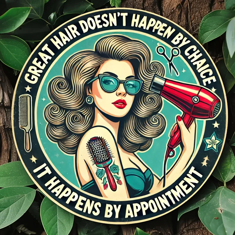 Letrero de aluminio de Metal Retro para el cuidado del cabello, arte de pared de barbería Vintage de 8x8 pulgadas, decoración duradera y fácil de colgar para el hogar, jardín, 1 ud.