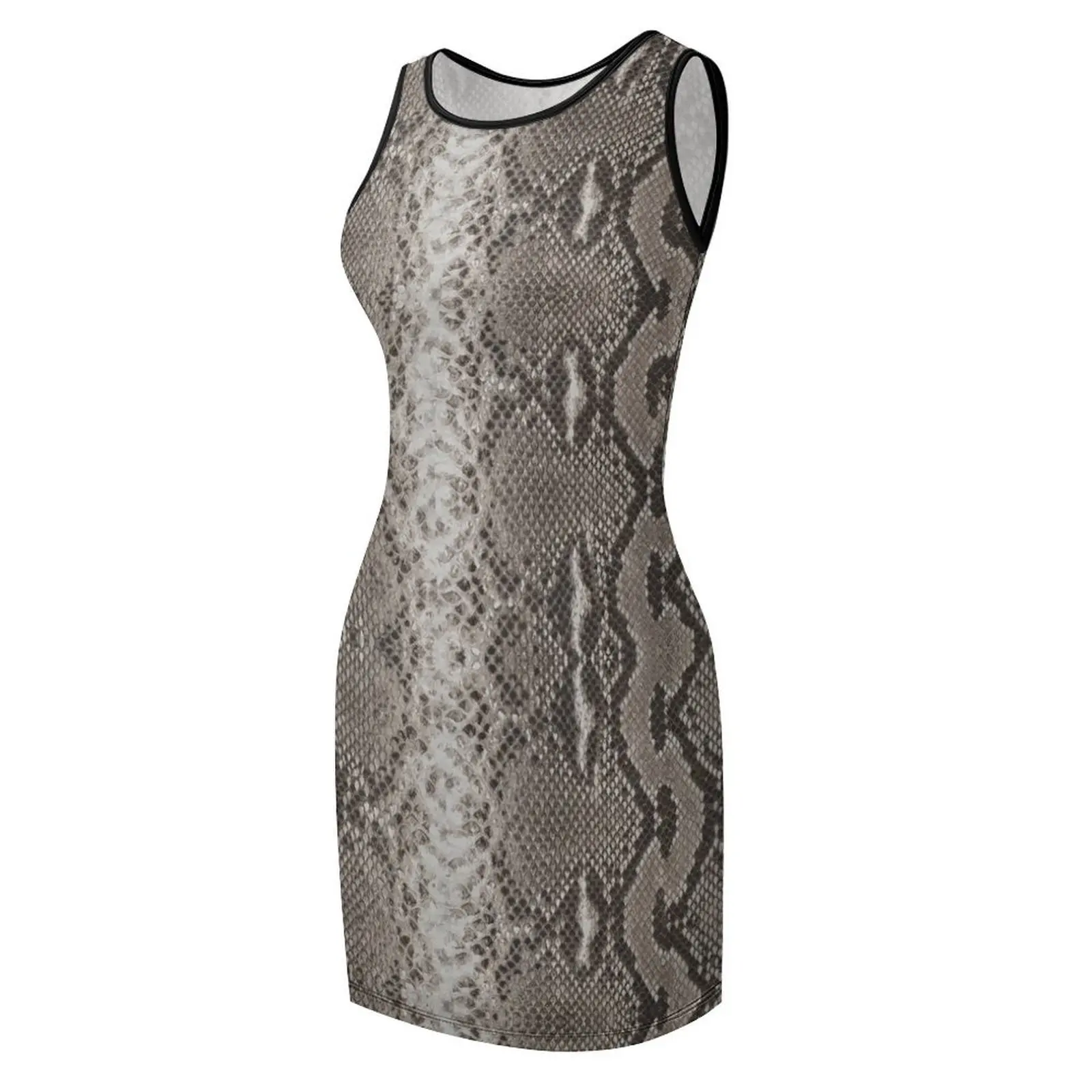 فستان صيفي بدون أكمام من جلد الثعبان بيثون ملابس نسائية فساتين حفلات صيفية فستان نسائي صيفي 2025 #4