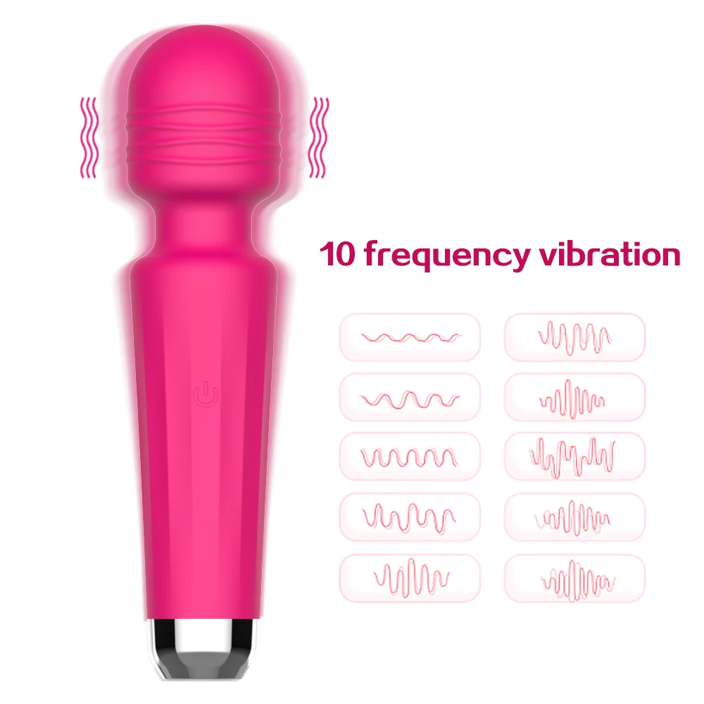 Vibromasseur AV puissant pour femme, 10 Modes de stimulation du Clitoris et du point G, masseur corporel, Recharge USB, baguette magique, produit pour adulte, jouets sexuels