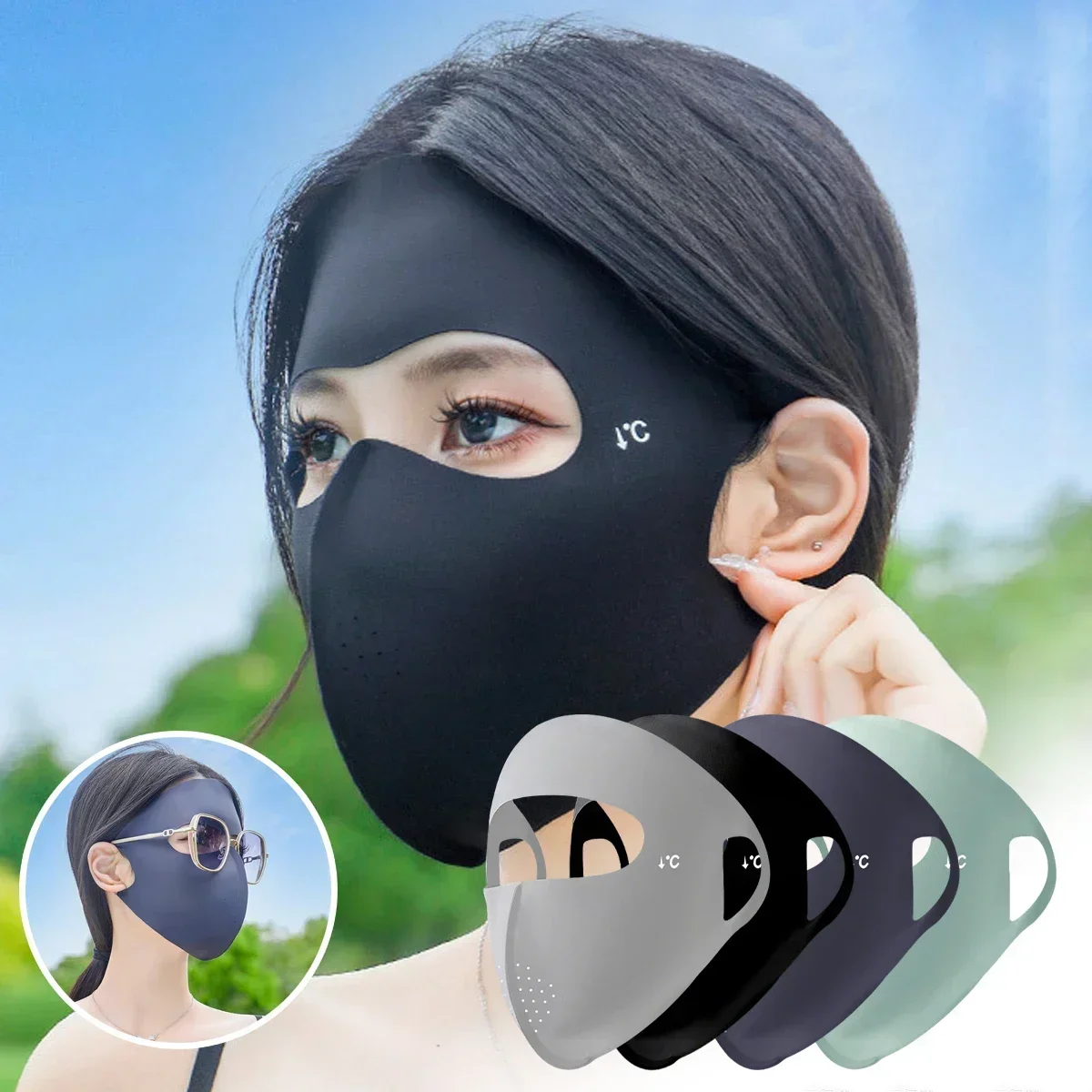 Máscara facial para mulheres verão proteção uv capa facial completa protetor solar ajustável facekini caminhadas ao ar livre ciclismo correndo engrenagem