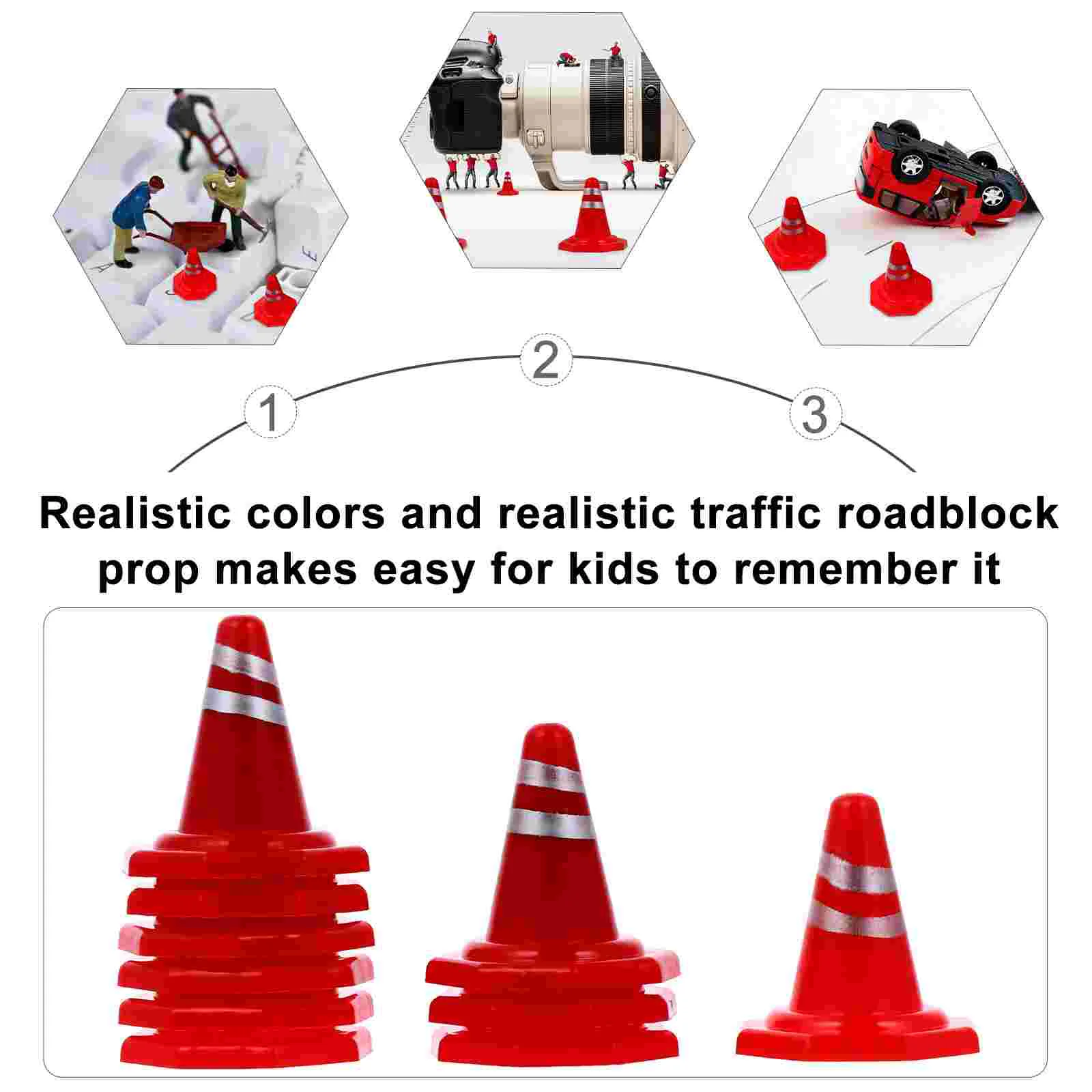 10 Pcs Sandbox Barricades Mini Cones for Cake Sign DIY Road Signs Simulation Roadblock Table Props Sports Child