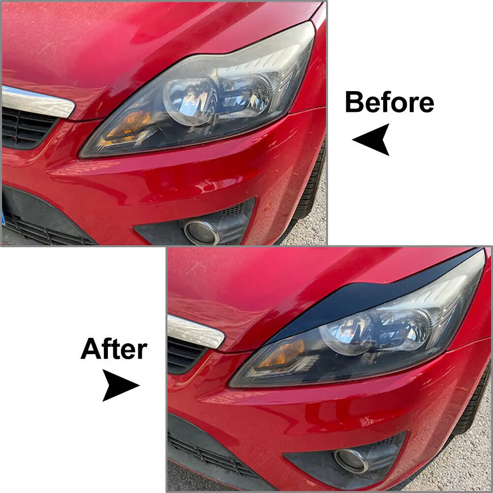 Carbon Fiber Patterned Front Headlight Eyebrows Suitable For Ford Focus Mk2.5 2008-2011  Exterior Sticker Car Modification New