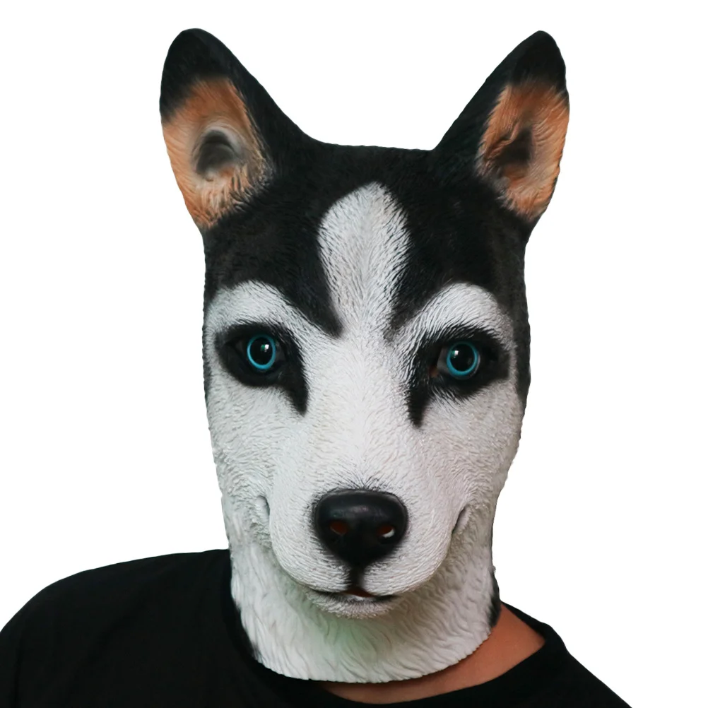 

Dog Head Mask 1 Piece Realistic Husky Shape Natural Rubber Comfortable Breathable See Through Eyes Perfect for Halloween Costume