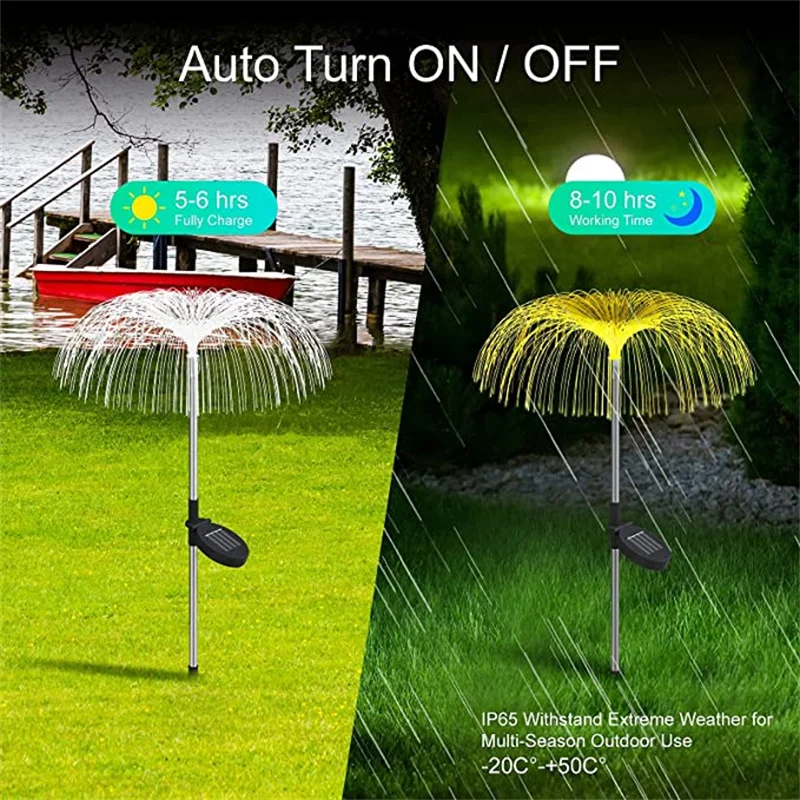 Luzes de jardim solar ao ar livre multicolorido solar medusa luzes 8 modos fibra luzes à prova dwaterproof água para a paisagem gramado quintal decoração