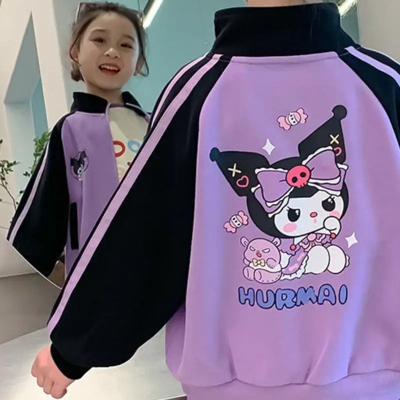 Sanrio Kuromi Kids Sportswear Set Anime Kawaii Leisure Comfortable Tracksuit Cartoon Cute Soft Breathable Sports Suit Girl Gift