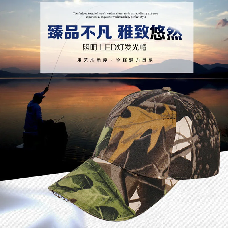 LED Lamp Cap Battery Powered Hat with LED Light Flashlight Headlamp for Outdoor Fishing Jogging Baseball Cap Hiking Caps