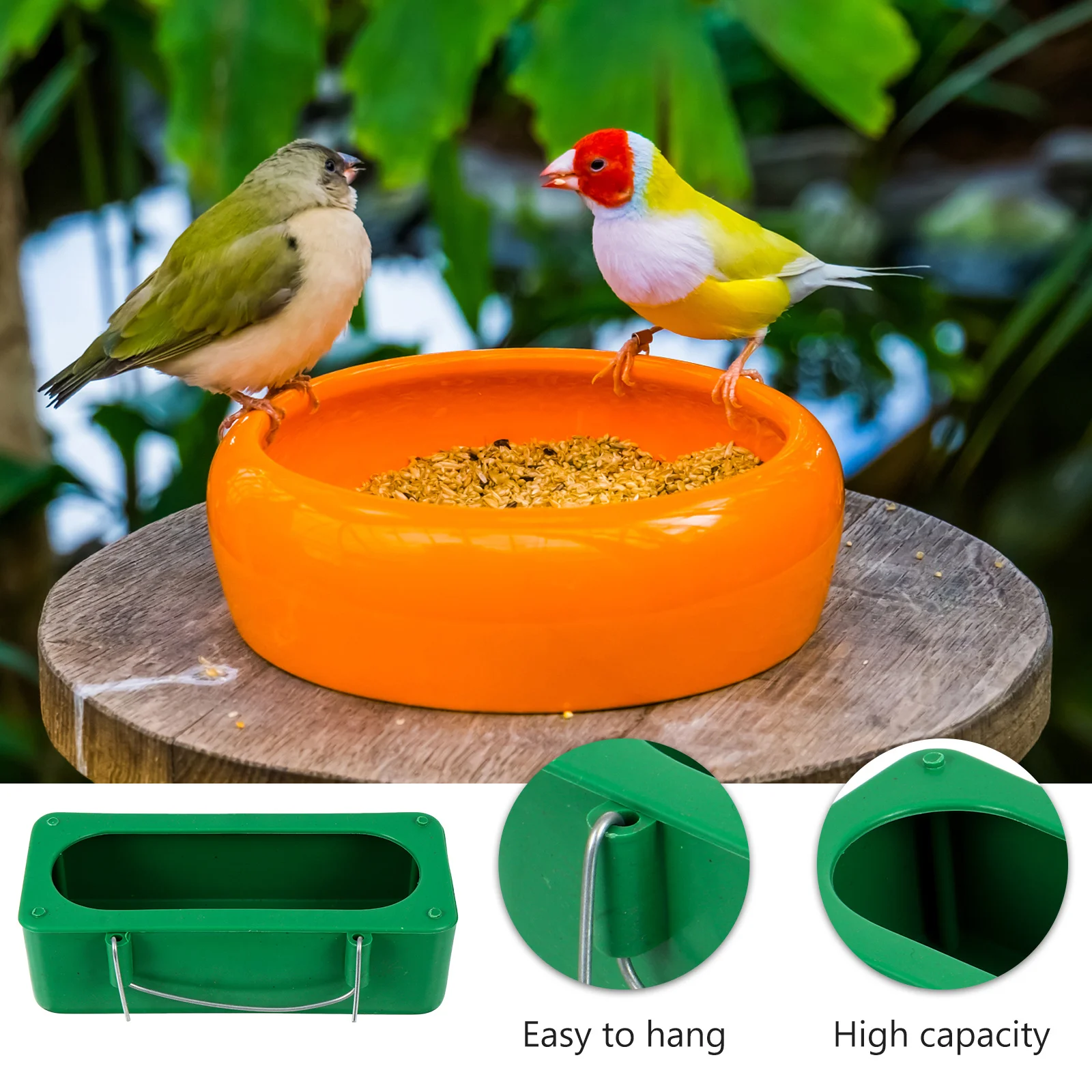 

5Pcs Plastic Bird Feeder Sturdy Weatherproof Parrot Food Box Cage Supply Tray Bird Manger Parrot Food Container