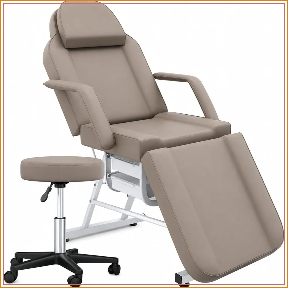 3-Section Tattoo Chair Adjustable Spa, Eyelash Extensions, Microblading, Waxing, Massage