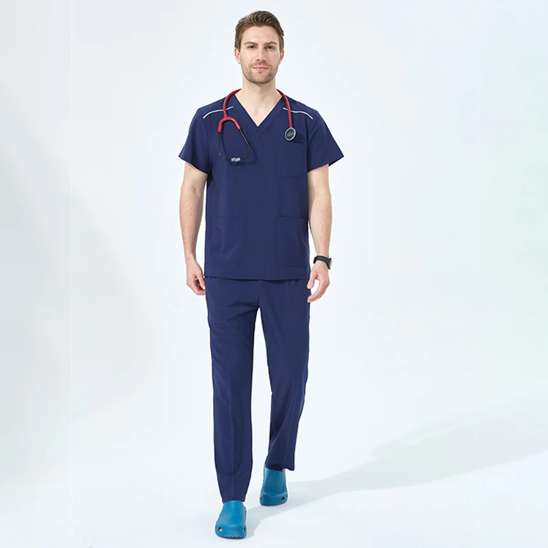 Sleeker Surgical Suits Short Sleeve Multi-pocket Nurse Scrub Sets Medical Clothing Hospital Uniforms Vet Work Top and Pants S05