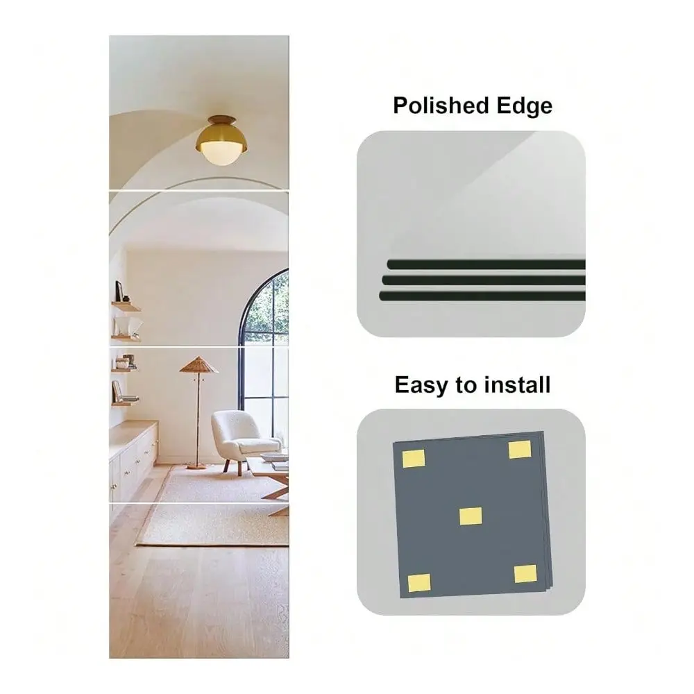 

Gym Mirror Tiles 14 X12 X4PCS Workout Mirrors For Wall Full Length Frameless Glass Mirror Squares For Garage Dance Yoga Bedroom