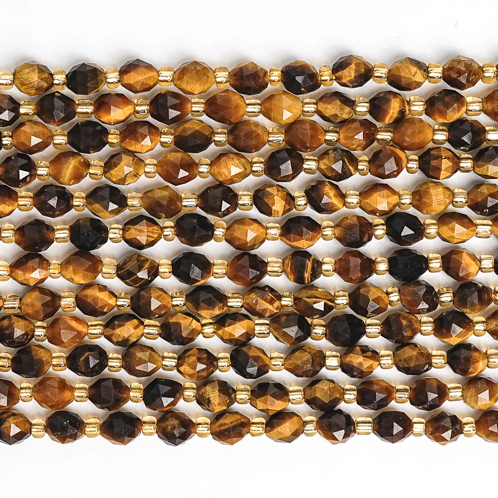 Natural Stone Tiger Eye Beads Grade AA Yellow Loose Spacer Gem Triangle Cut For Jewelry Making Diy Bracelet Accessories Strand