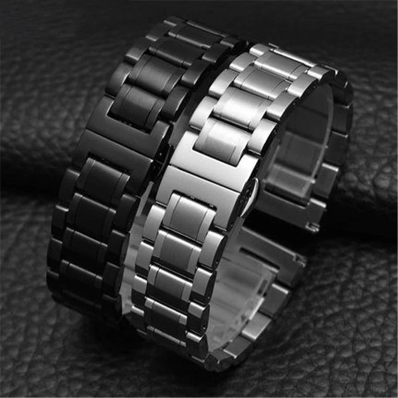 Curved End Universal Strap 12/13/14/15/16/17/18/19/20/21/22/23/24mm Solid Stainless Steel Watch Bands for Tissot Butterfly Clasp