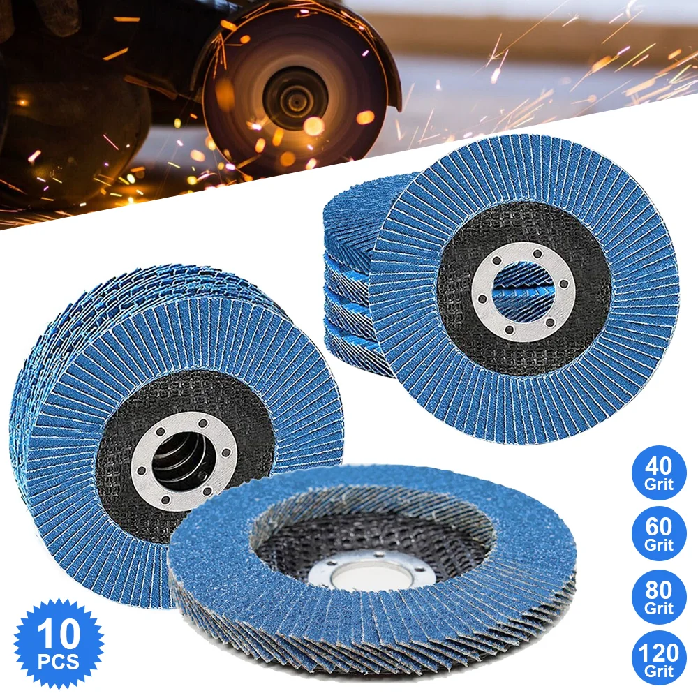 10pcs Flap Discs 115mm Grinding Wheels Sanding Disc 40/60/80/120 Grit for Angle Grinder Wood Abrasive Tool