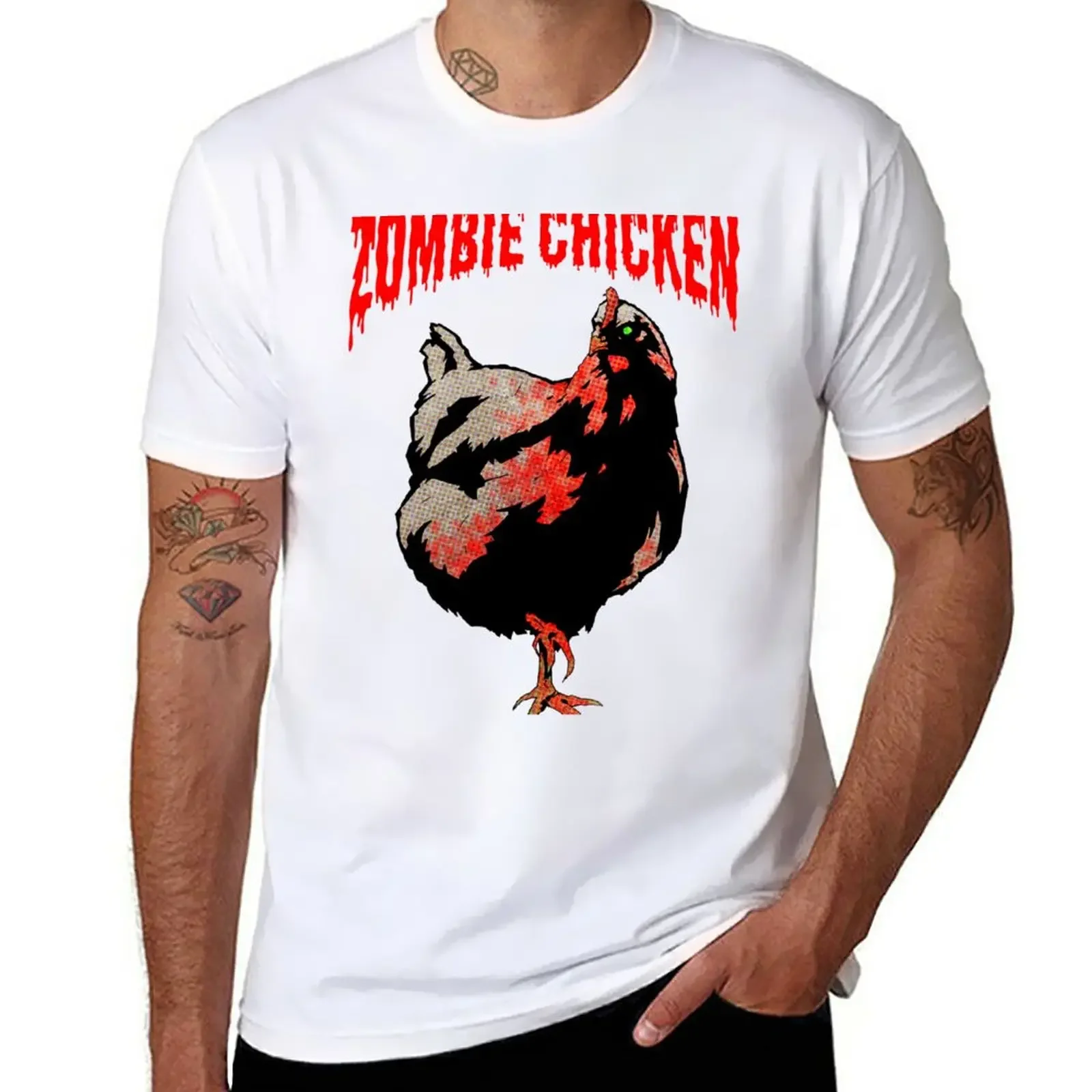 

Новая футболка ZOMBIE CHICKEN для мальчиков, рубашка с животным принтом, быстросохнущая футболка, летний топ, мужская футболка с графикой