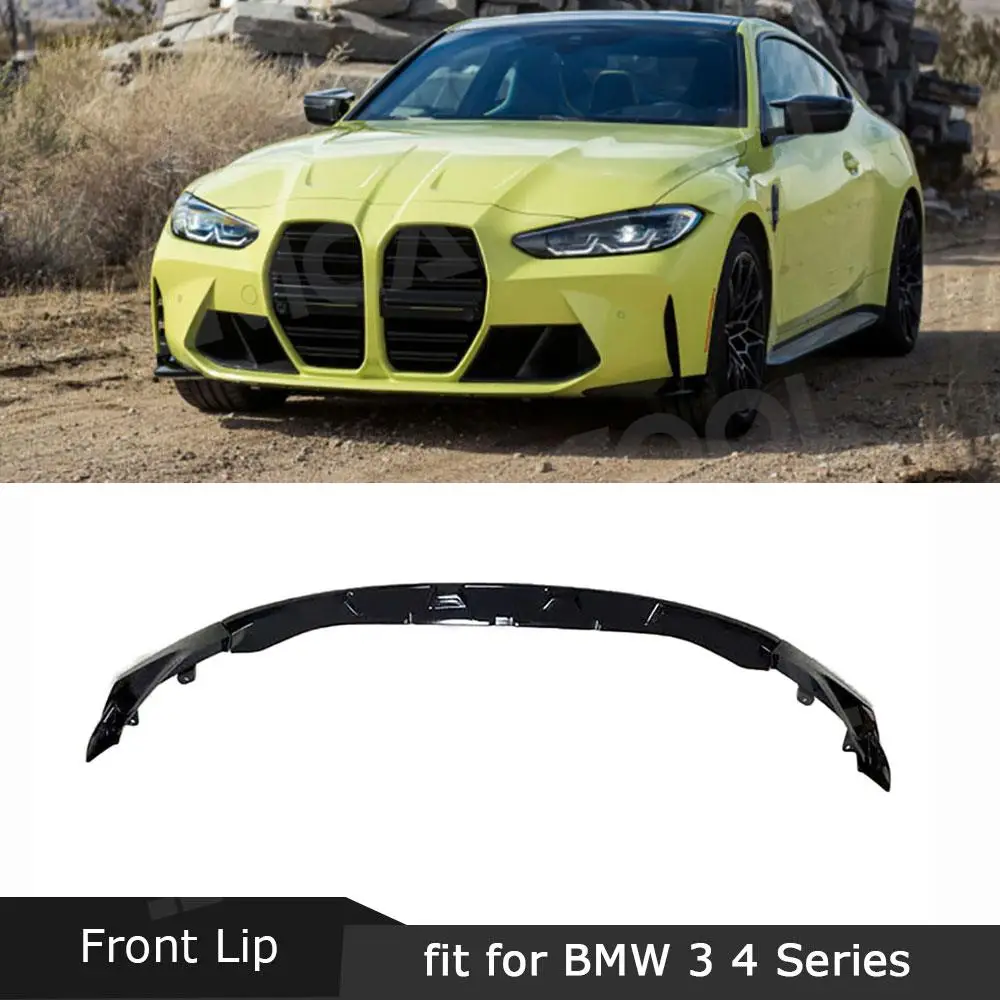 

For BMW 3 4 Series G80 G82 G83 M3 M4 2021 + Car Front Lip Spoiler Bumper Chin Spoiler Body Kits ABS Gloss Black Car Accessories