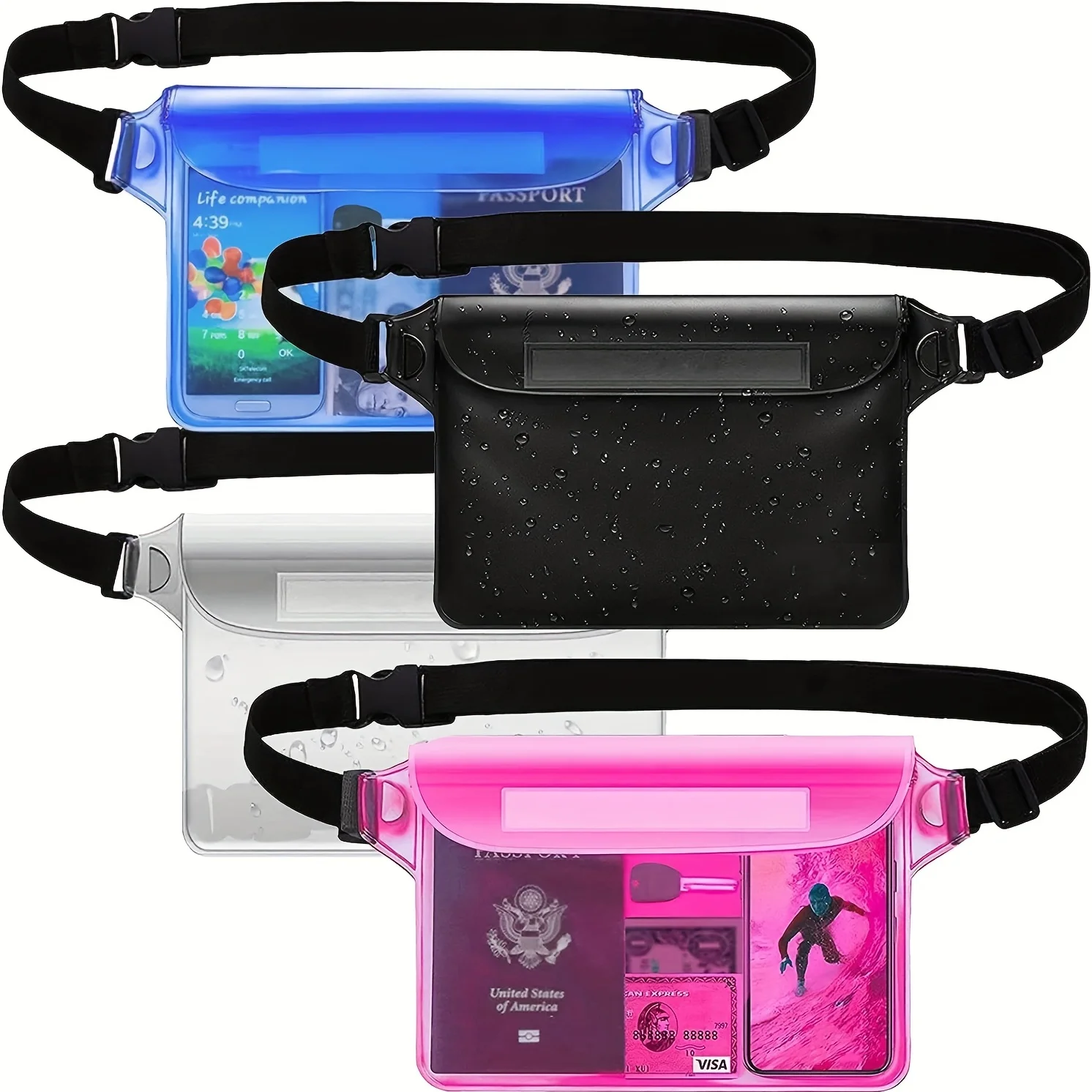 

HAISSKY Waterproof Swimming Bags Waist Pack With Seal Strip For iPhone 17 16 Pro Max 17Air 15 Plus 14 Travel Beach Storage Pouch