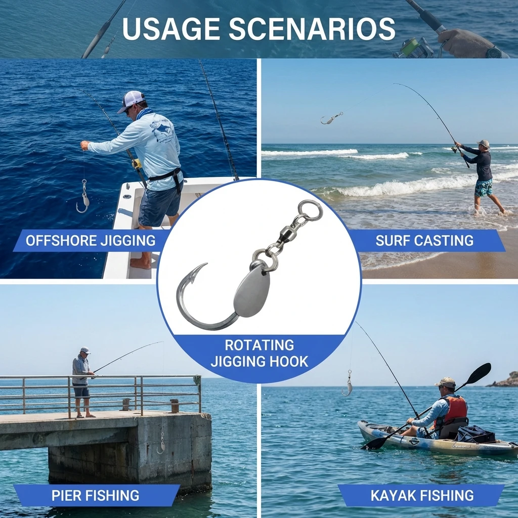 

High-Quality Rotating Lure Single Hook for Sea Fishing with Bearing Swivel and Flashing Blade