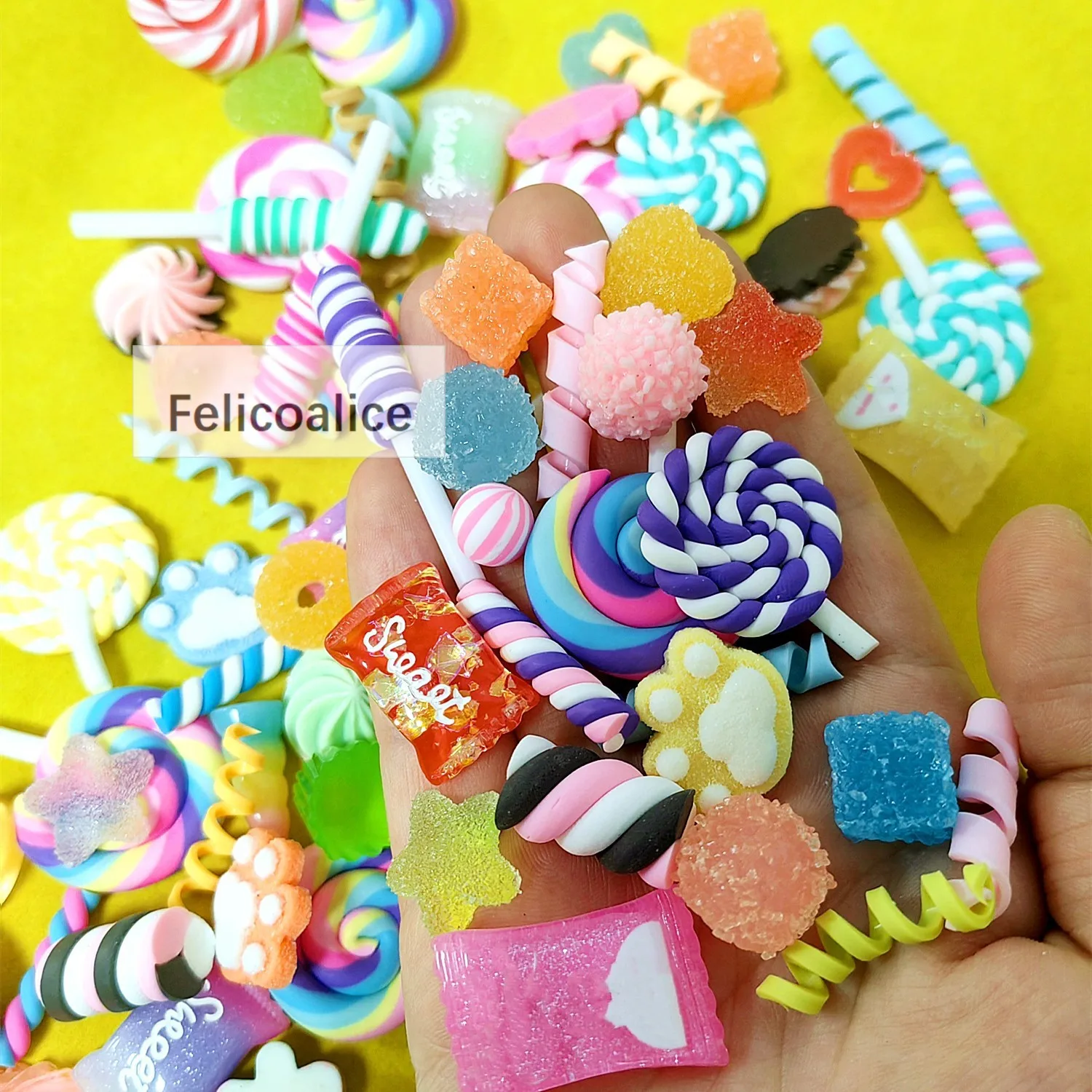 15pcs/lot Mix Resin Lollipop Rainbow Donuts Candy Sugar Lucky Bag DIY Craft Scrapbook Cabochons for Bows Food Toys Materials