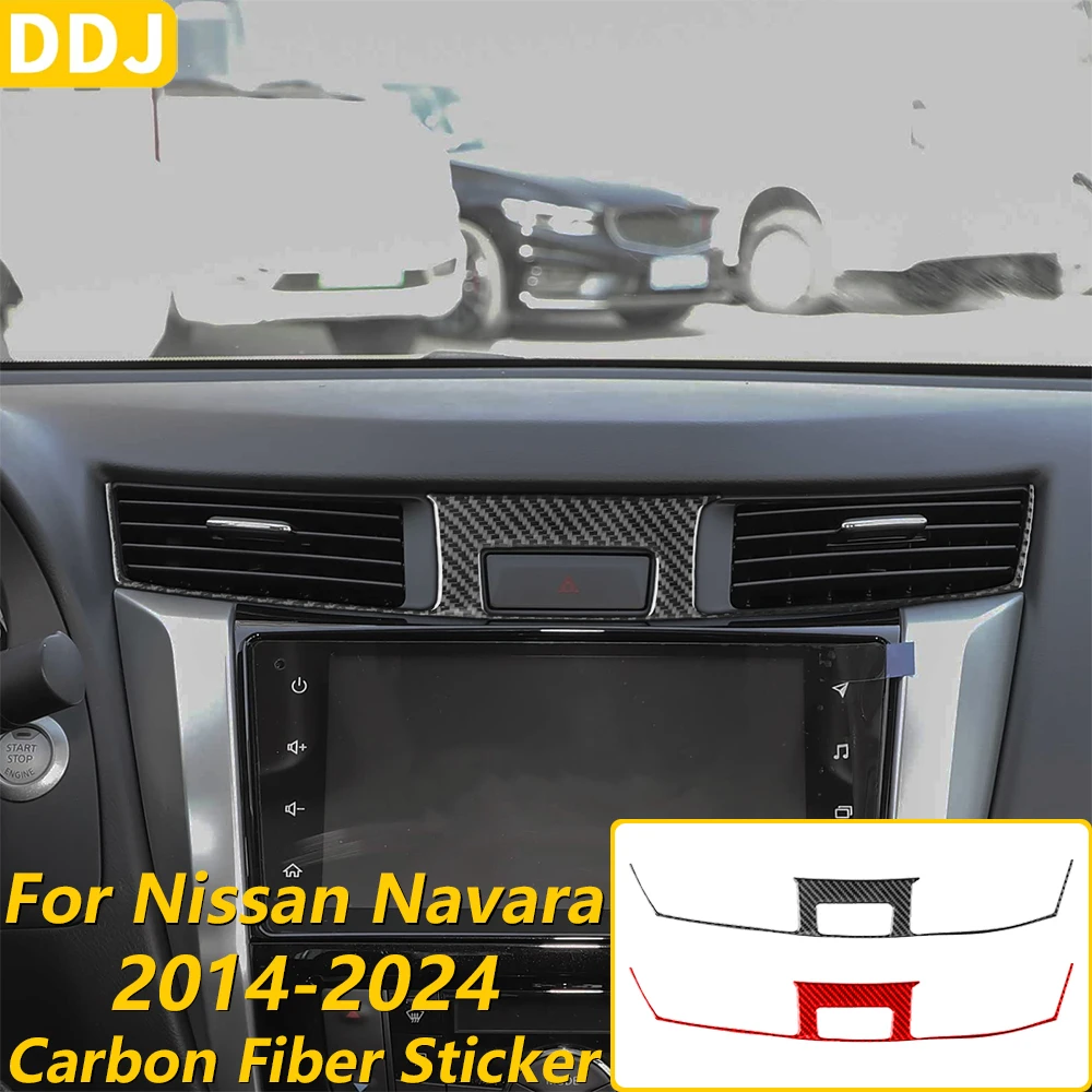For Nissan Navara NP300 D23 2014-2024 Carbon Fiber Central Control Air Conditioning Vent Panel Cover Car Accessories Sticker