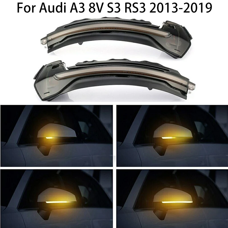 

For Audi A3 8V S3 RS3 2013-2015 2016 2017 2018 Upgrade LED Dynamic Turn Signal Light Flashing Side Mirror Indicator Blinker Lamp