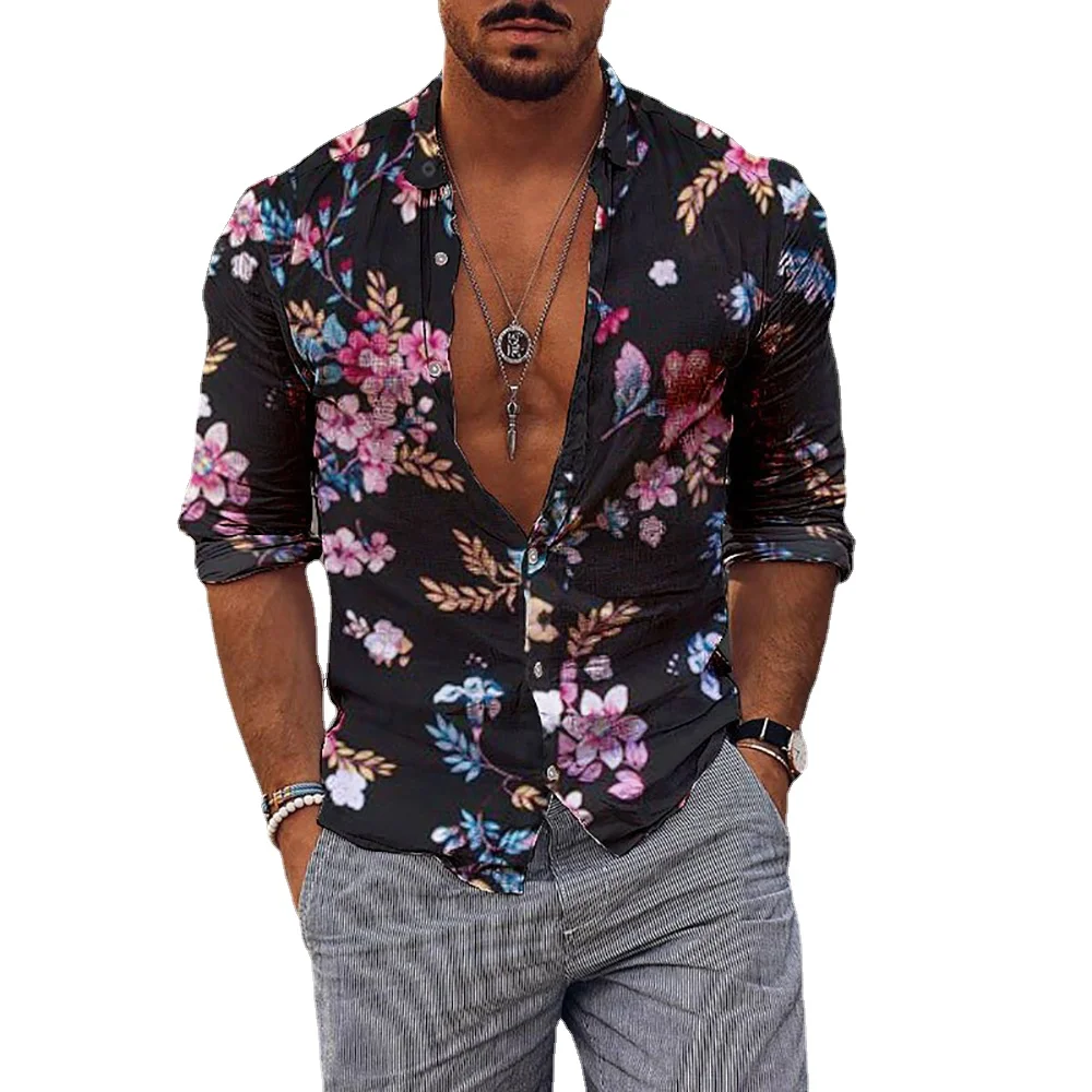 

Flowers Gold Pattern 3D All Over Printed Hawaiian Button Up Shirts Full Sleeve Streetwear Vocation Casual Men Clothing Plus Size