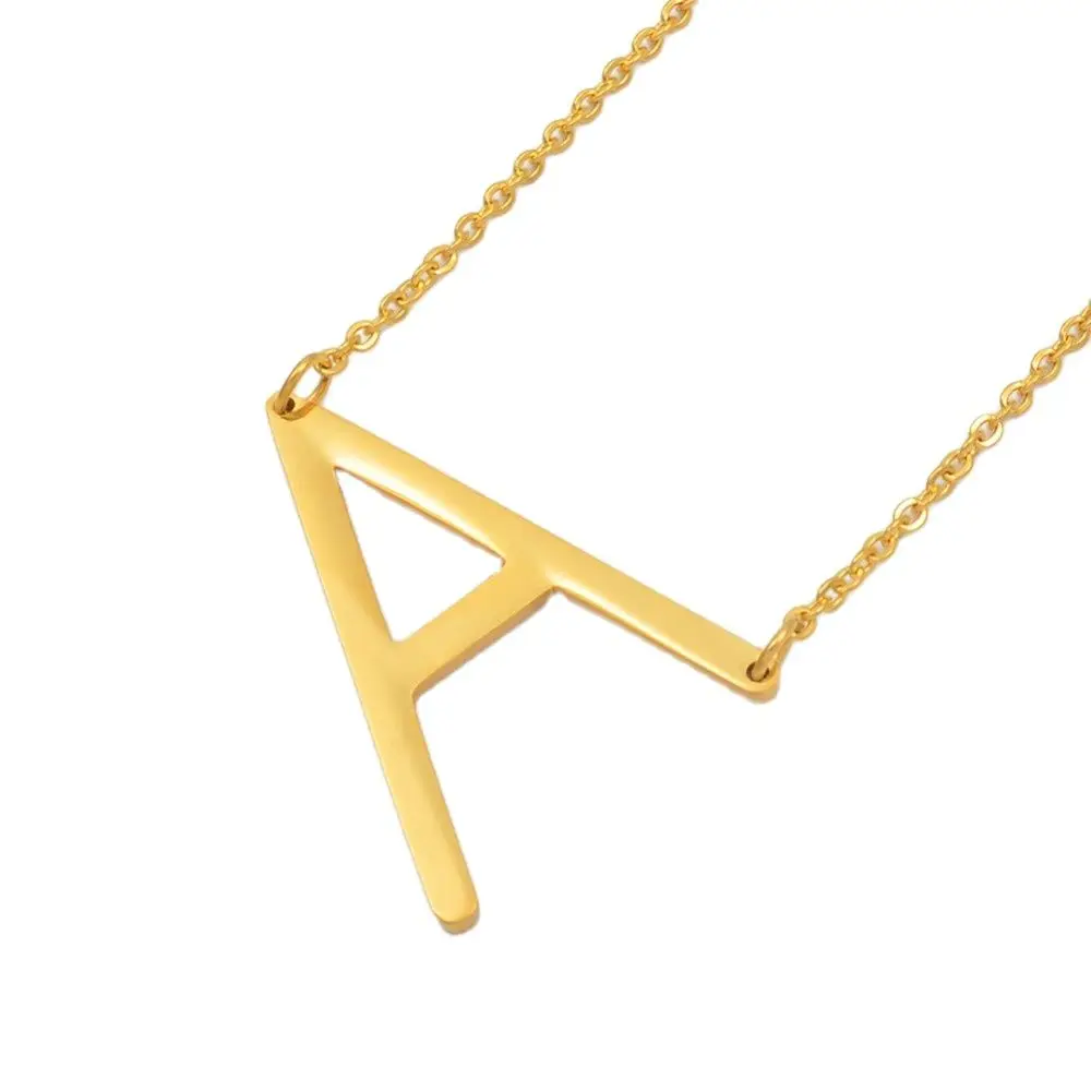 Anniyo A-Z سلاسل الحروف الأبجدية الأولي مطلية بالذهب الفولاذ المقاوم للصدأ الأفريقي قلادة القلائد النساء مجوهرات للبنات # 015121 #2