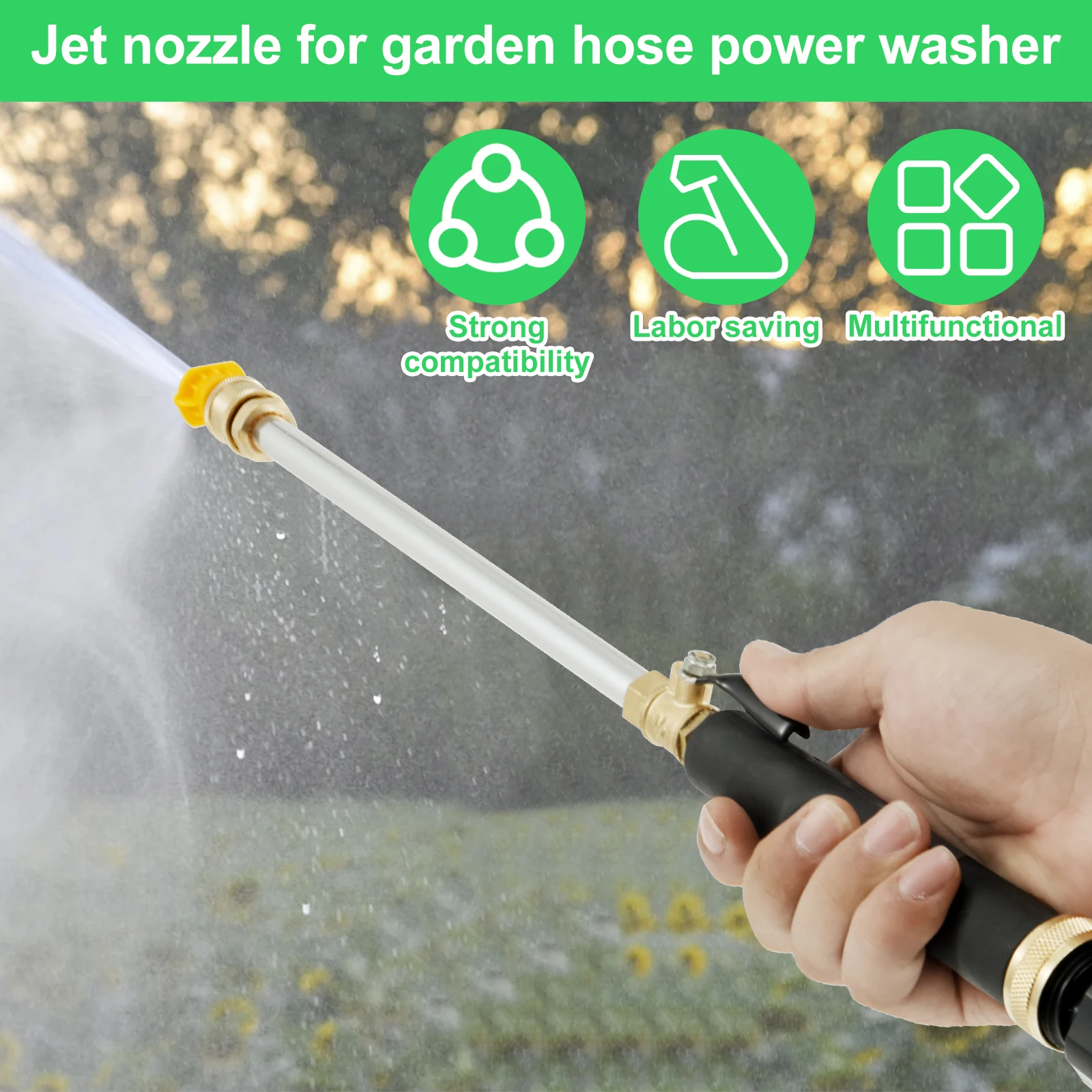 Stainless Steel Watering Wand Sprayer Durable Adjustable Lightweight Garden Nozzle For Watering Car Washes High Pressure JJ3171
