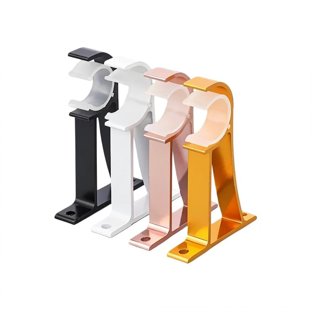 Adjustable Curtain Pole Bracket Aluminum Alloy Drapery Rod Holder Wall Mounted Support Hook For Home Window Decor