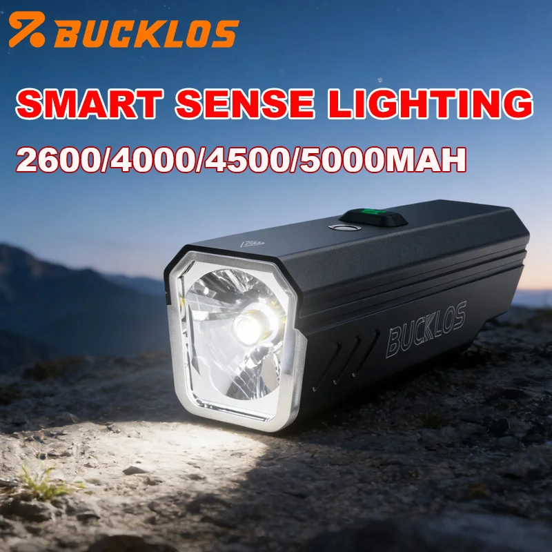 

BUCKLOS интеллектуальный передний фонарь для велосипеда, яркая светодиодная фара для велосипеда, USB перезаряжаемая налобная лампа для горного велосипеда, велосипедный фонарик, фонарь