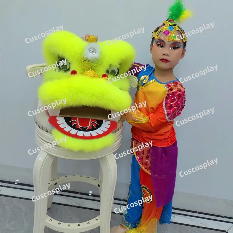 คริสต์มาสวัฒนธรรมจีนแบบดั้งเดิม Lion Dance Puppet Mascot เครื่องแต่งกายสําหรับชุดเด็กชุด Carnival Festival