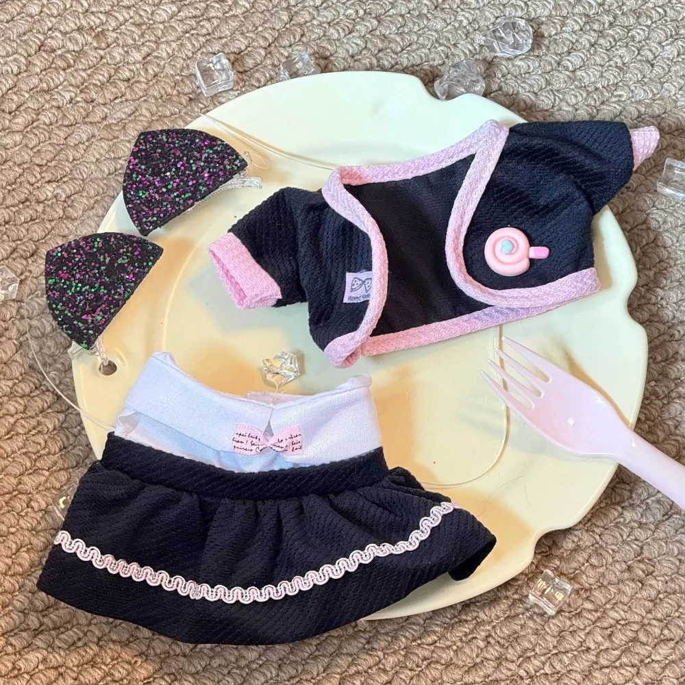 

Многоцветная кукольная одежда, мультяшный дизайн, хлопковый материал, миниатюрное платье, текстура, кукольная кепка в стиле Лолиты, замена куклы