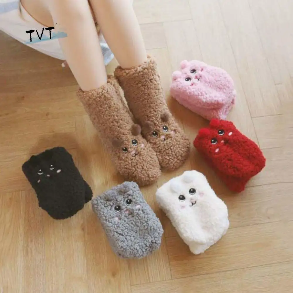 

Soft Embroidery Thick Thermal Socks Cartoon Plush Floor Socks Winter Thicken Warm Sleeping Socks Men Women