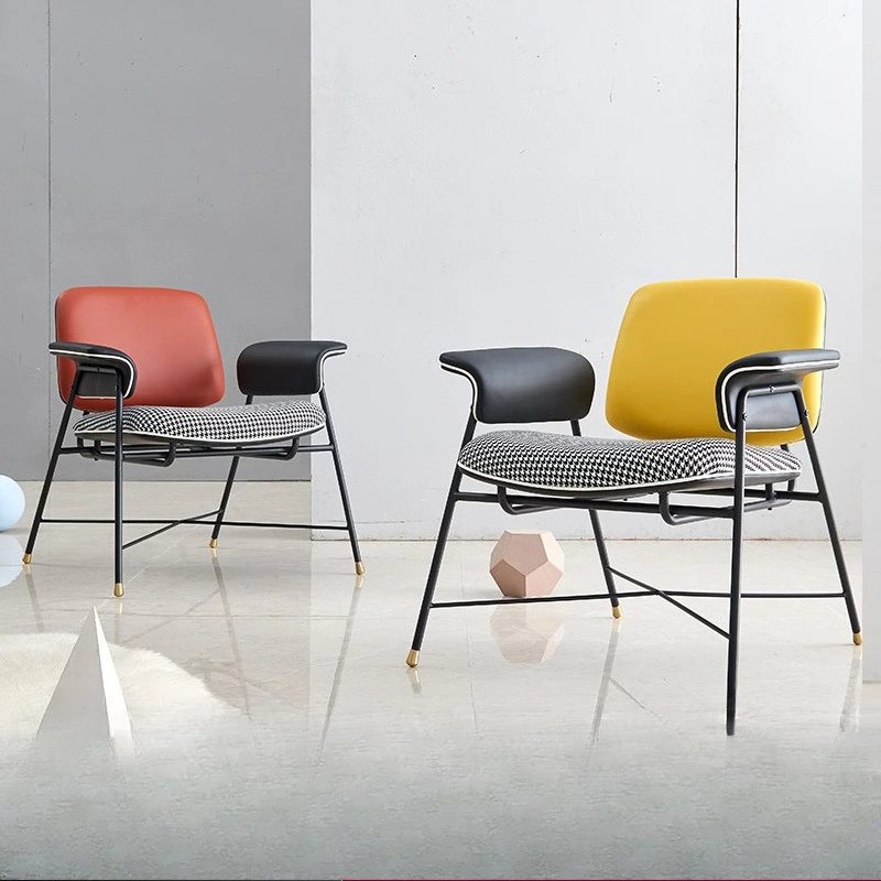 Italian minimalist leisure chair, wrought iron creative negotiation chair, designer hotel homestay cafe living room armchair