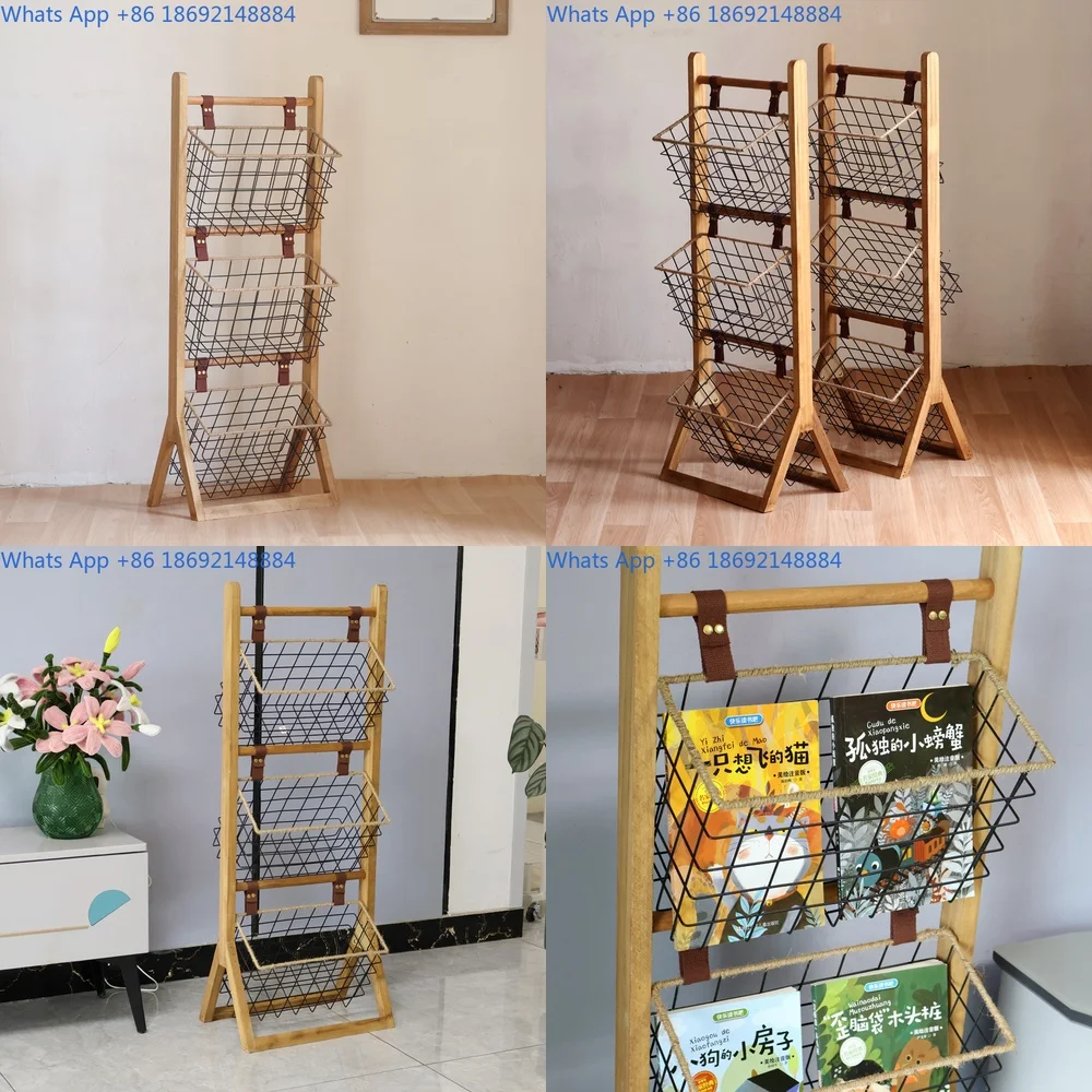 

Creative Floor Standing Storage Shelf Solid Wood Multi Tier Organizer for Toys Books and Home Display