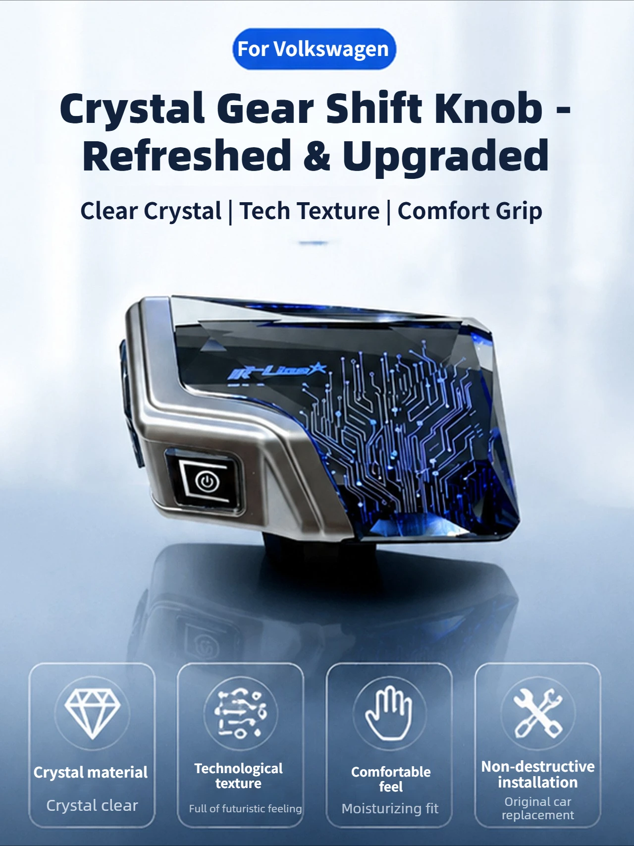 For VW Golf Teramont Lamando Viloran Tavendor Talagon Crystal Illuminated Gear Shift Knob Upgrade Original Finger-Style Shifter