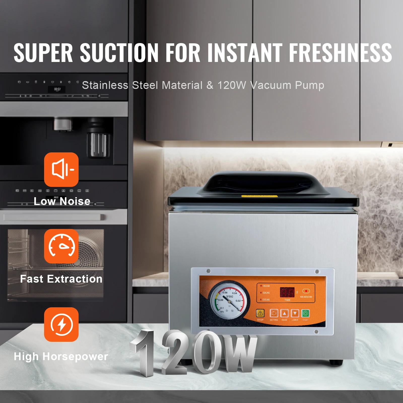 SucceBuy DZ-260S Chamber Vacuum Sealer 260W Vacuum Packing Machine with 10.2