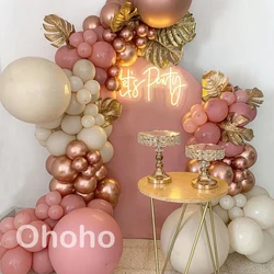 Dusty Pink Cream Beige Balloons Garland Arch Kit Wedding Engaged Decoration Girl Birthday Baby Shower Balloons Baptism Party