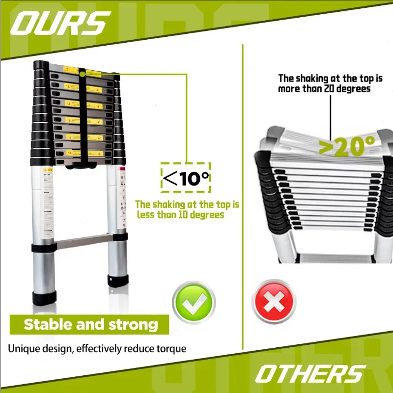 

Aluminum Folding Ladder Telescopic Garden Ladder Lightweight and Sturdy for Roof Attic and Scaffolding Work Used Ladder