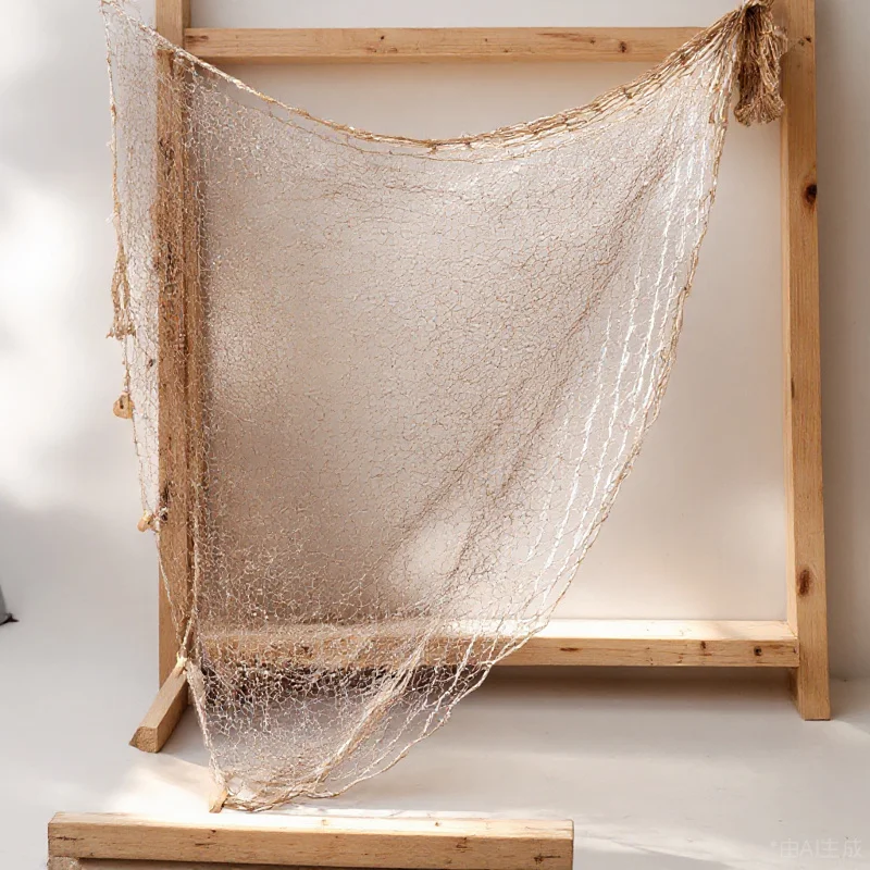 

Mediterranean Style Decorative Fish Netting 200x100cm Light Brown Marine Wall Art Nautical Background for Home Cafe