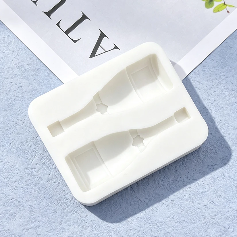 3D Champagne Wine Bottle Design Shapes Silicone Fondant Cake Chocolate Candy Silicone Decorating Mold Tools