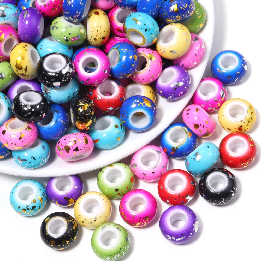 20 Stück bunte, gold- und silberfarbene Acryl-Abstandsperlen mit großem Loch, runde Abakus-Radperlen für DIY-Schmuckherstellungszubehör – Detail 6