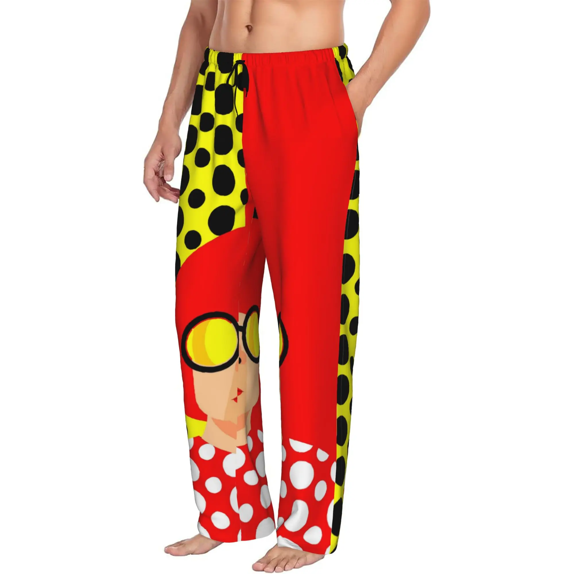 Custom Printed Yayoi Kusama   Pajama Pants Men's Abstract Art Sleep Sleepwear Bottoms with Pockets