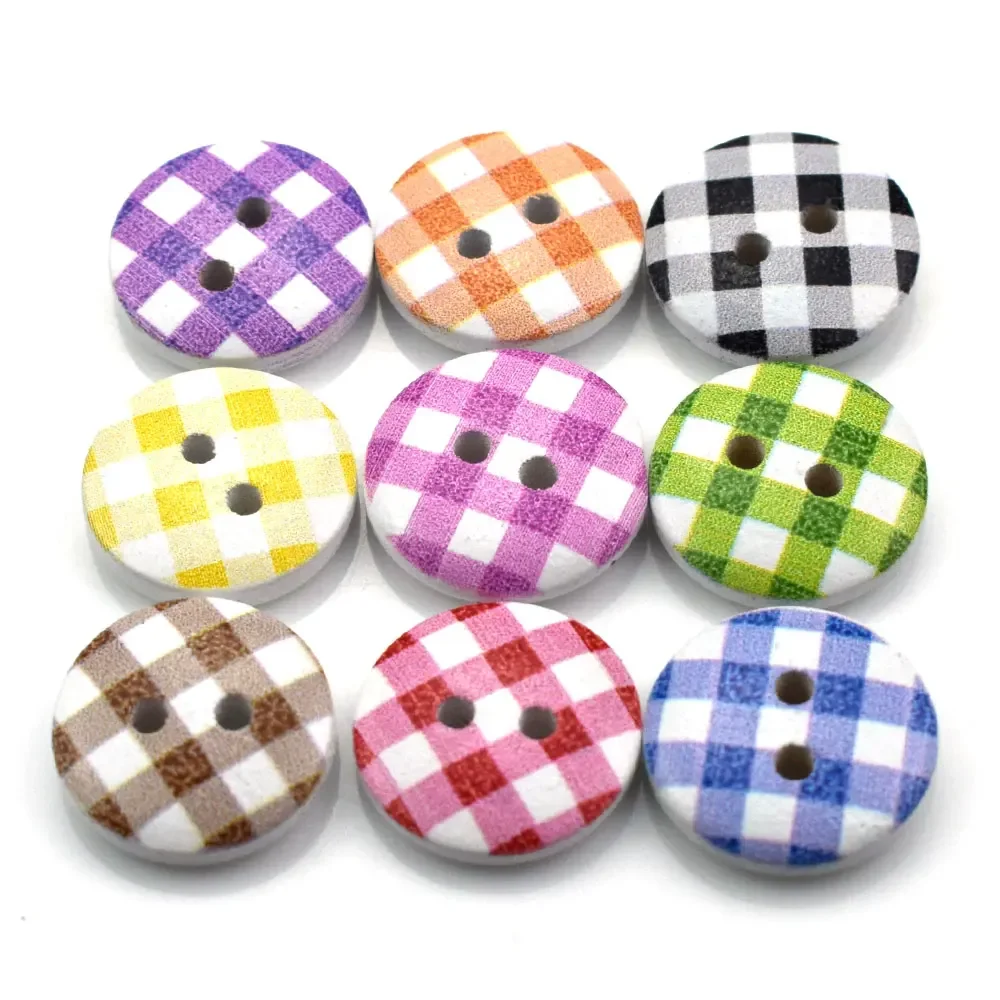 Vintage Wooden Buttons for Decoration, Sewing Clothes and Boots, Coat Accessory, Painting, 15mm, 50Pcs